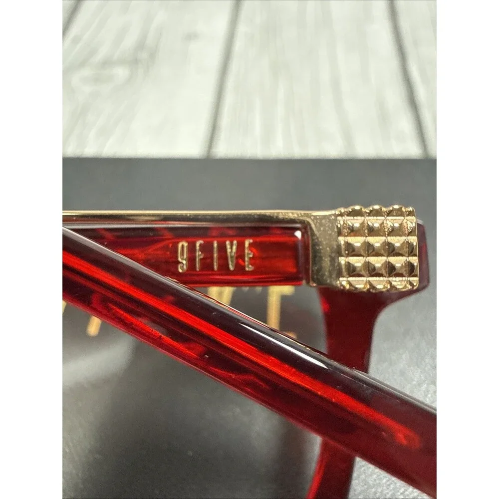 9FIVE Bishop LTD Sunglasses Ruby Red Translucent Golden Frame Glasses NWOT